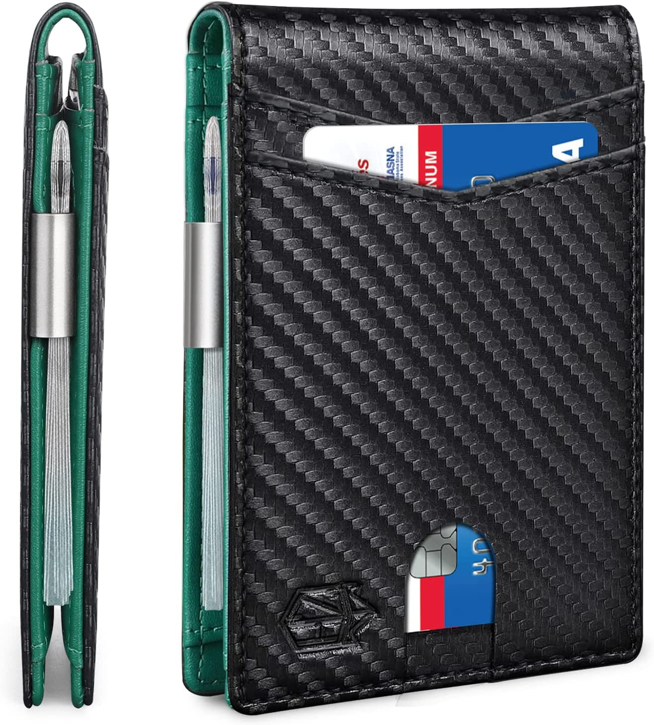 Zitahli Sport Fan Wallets for Men,Mens Bifold Wallet 10-12 Cards, Slim Leather Wallet with Money Clip & ID Window, RFID Blocking Thin Minimalist Credit Card Holder Gifts for Men