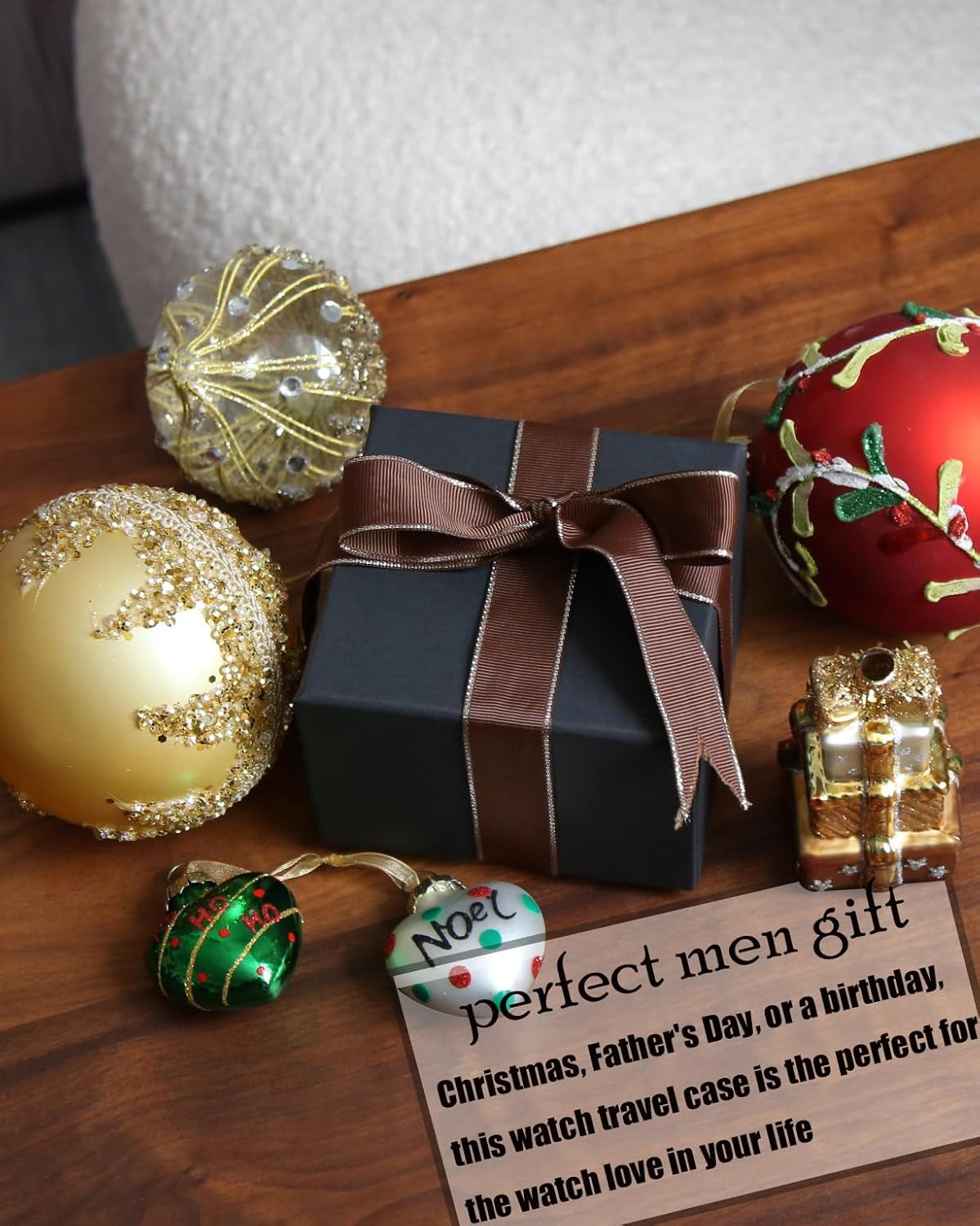 Watch Box Organizer for Mens Watch Case Travel Roll Portable 3 Watch Display Storage with Velvet Sections to Holder Large Watch (Black)