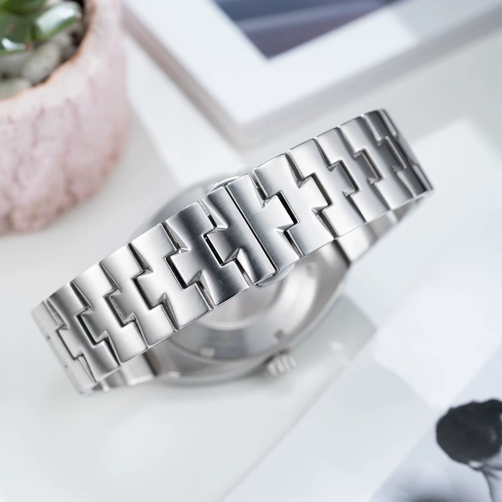 Kafyase Luxury Mens 316L Stainless Steel Mechanical Automatic Watch Sapphire Glass Luminous Waterproof Wristwatch