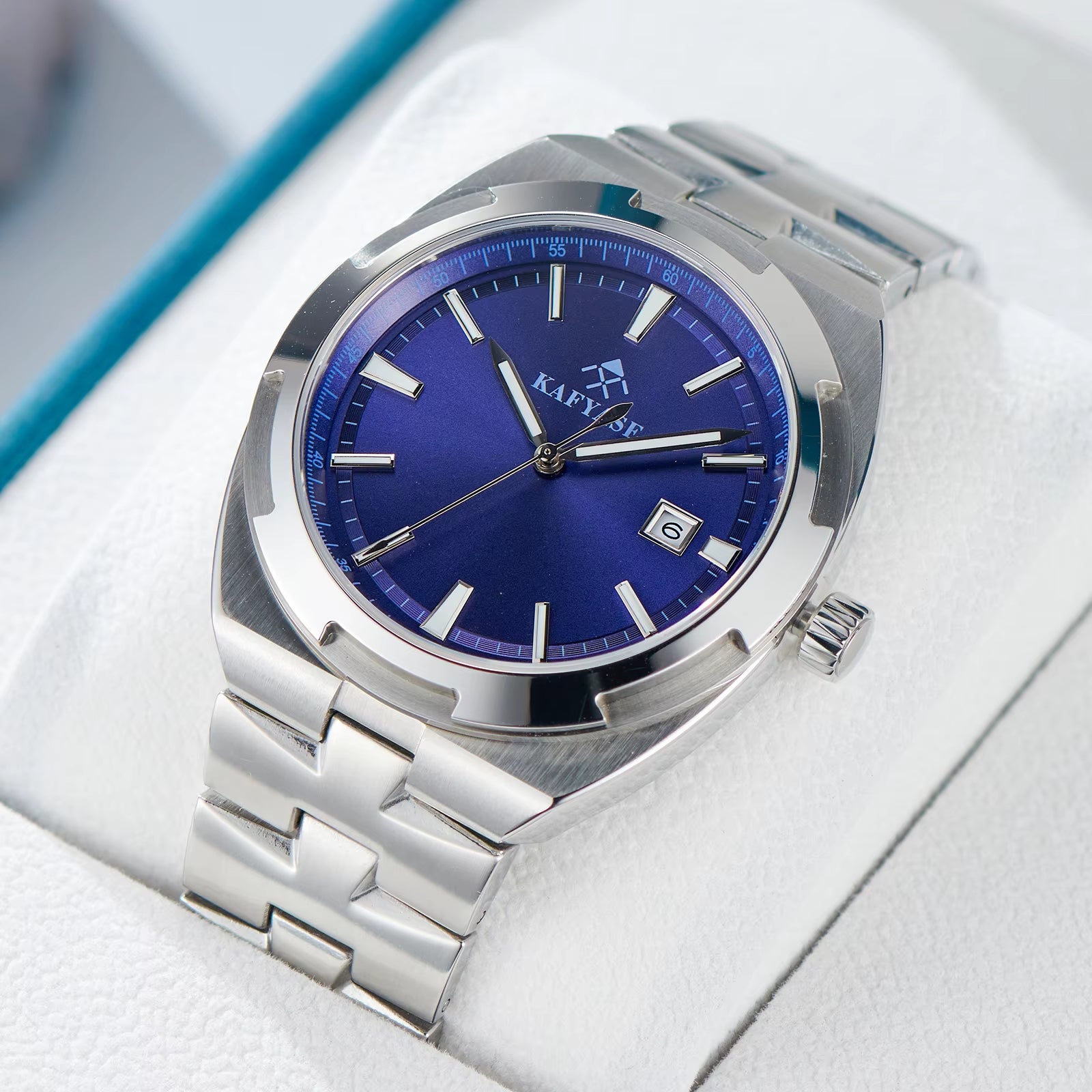 Kafyase Luxury Mens 316L Stainless Steel Mechanical Automatic Watch Sapphire Glass Luminous Waterproof Wristwatch