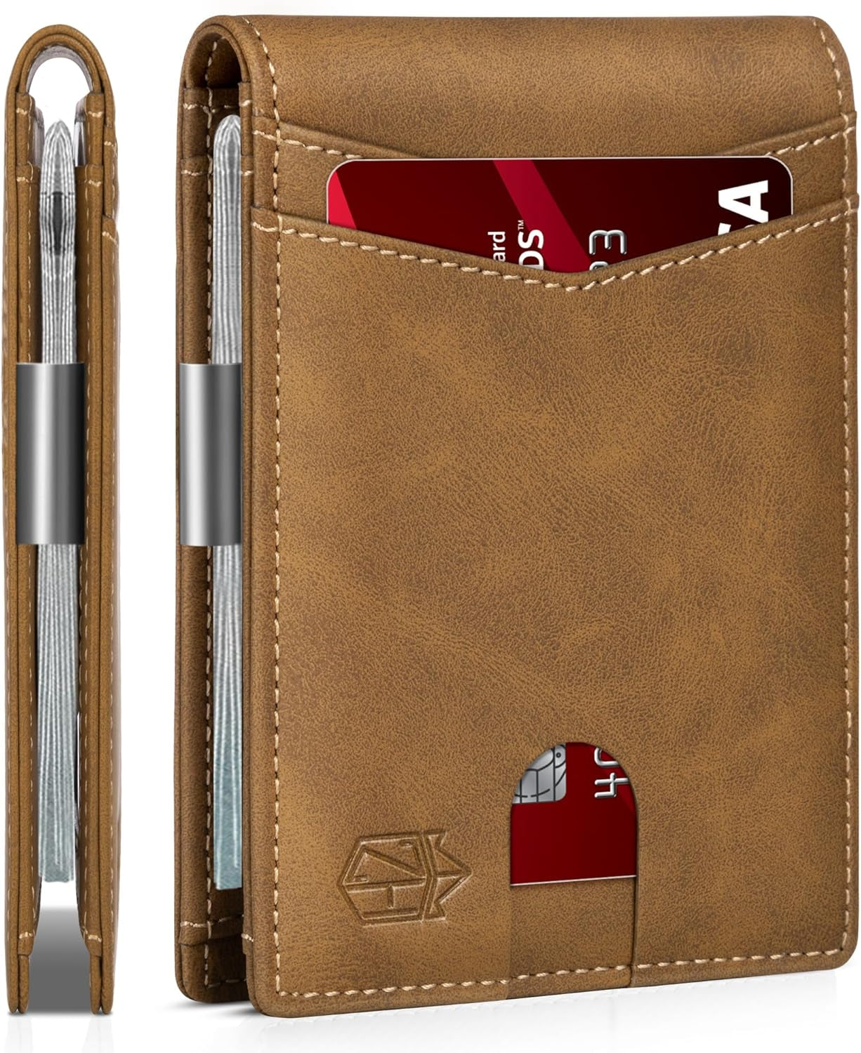 Zitahli Sport Fan Wallets for Men,Mens Bifold Wallet 10-12 Cards, Slim Leather Wallet with Money Clip & ID Window, RFID Blocking Thin Minimalist Credit Card Holder Gifts for Men