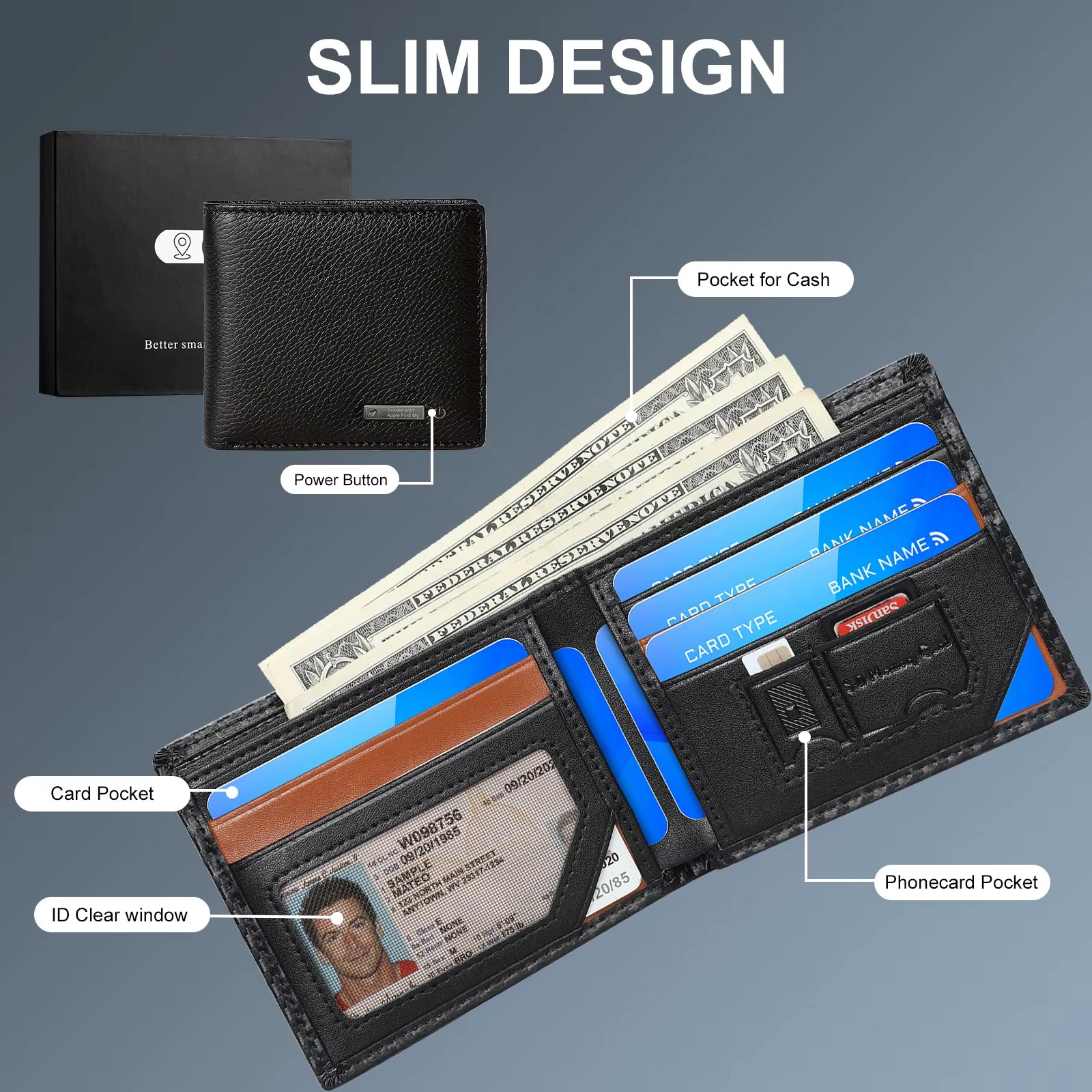 Smart Wallet for Men with Tracker Magsafe Find My Wallet Finder Tracker Men Wallets Christmas Gift Men Birthday Gift Cartera