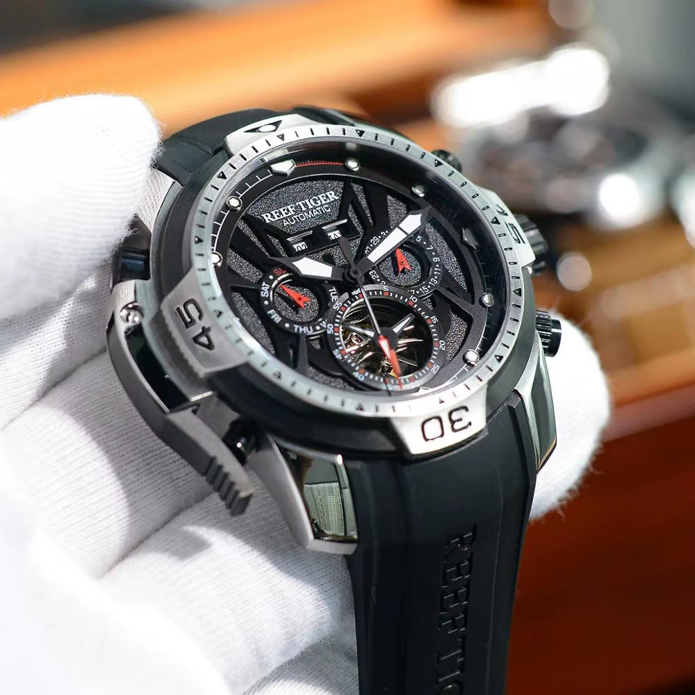 Reef Tiger/Rt Sport Watch Complicated Dial Steel Watches with Year Month Perpetual Calendar Big Date Automatic Watches RGA3532