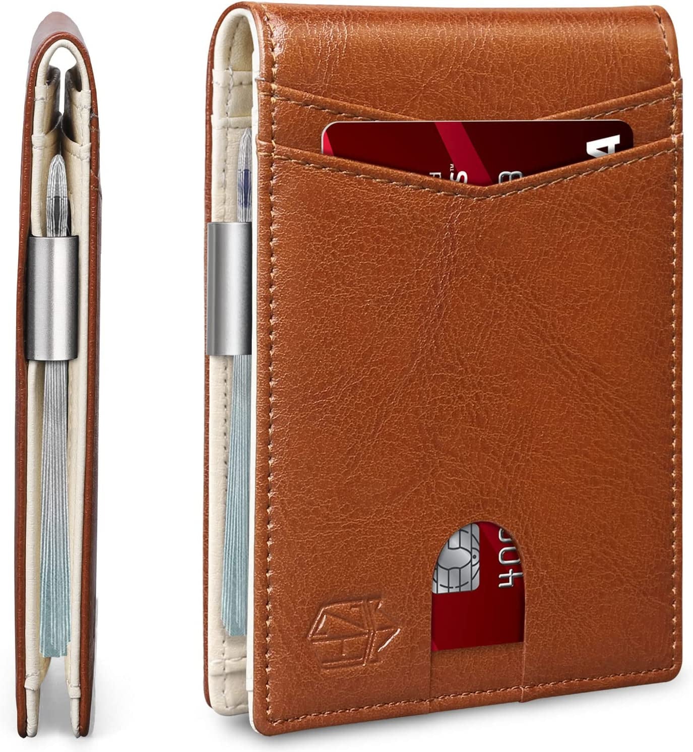 Zitahli Sport Fan Wallets for Men,Mens Bifold Wallet 10-12 Cards, Slim Leather Wallet with Money Clip & ID Window, RFID Blocking Thin Minimalist Credit Card Holder Gifts for Men