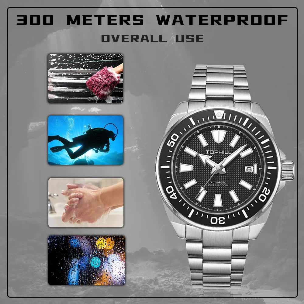 TOPHILL Sports Diving Watch 300M Waterproof Super Luminous 43.5Mm Big Dial Automatic Mechanical Men'S Wristwatch Sapphire Mirror