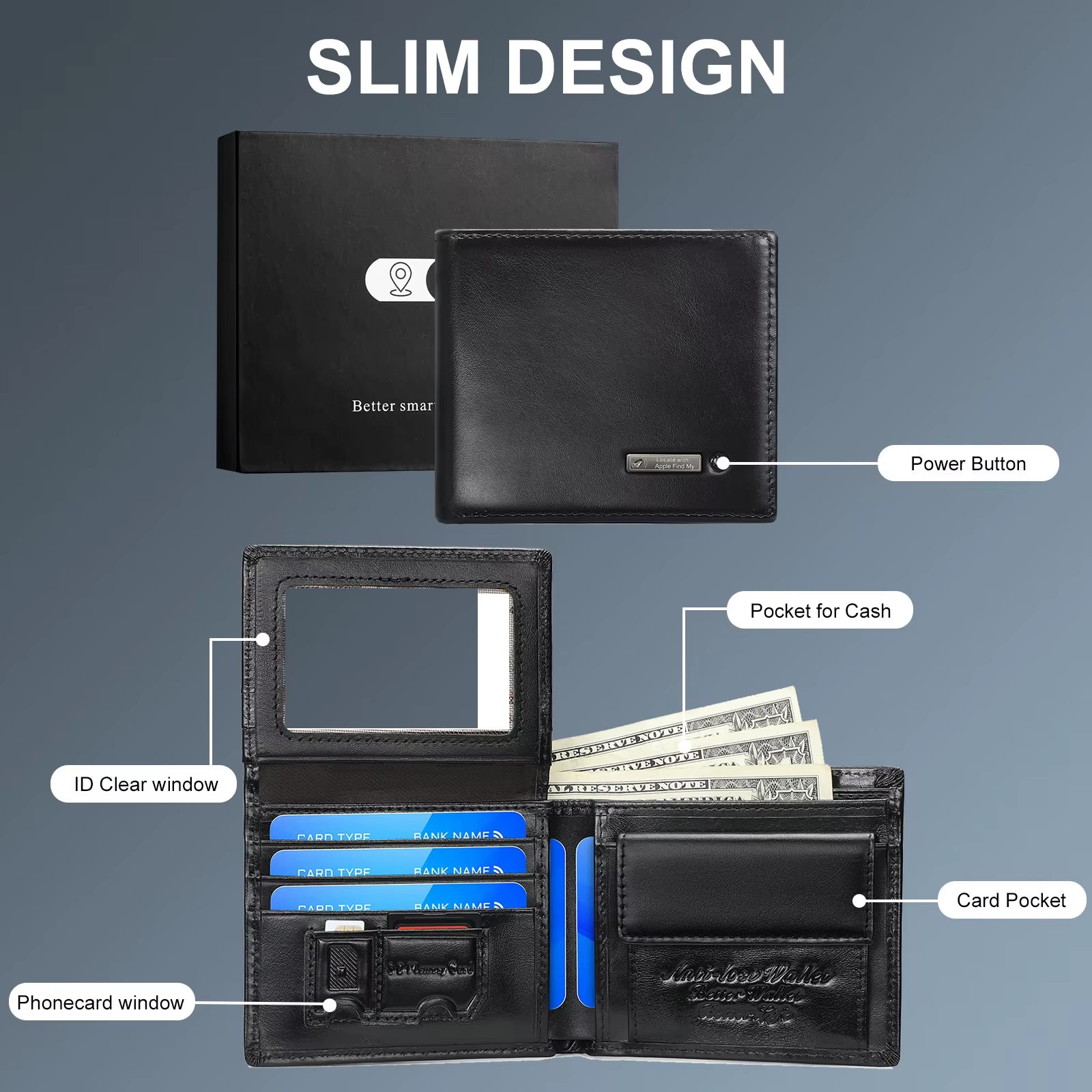 Smart Wallet for Men with Tracker Magsafe Find My Wallet Finder Tracker Men Wallets Christmas Gift Men Birthday Gift Cartera