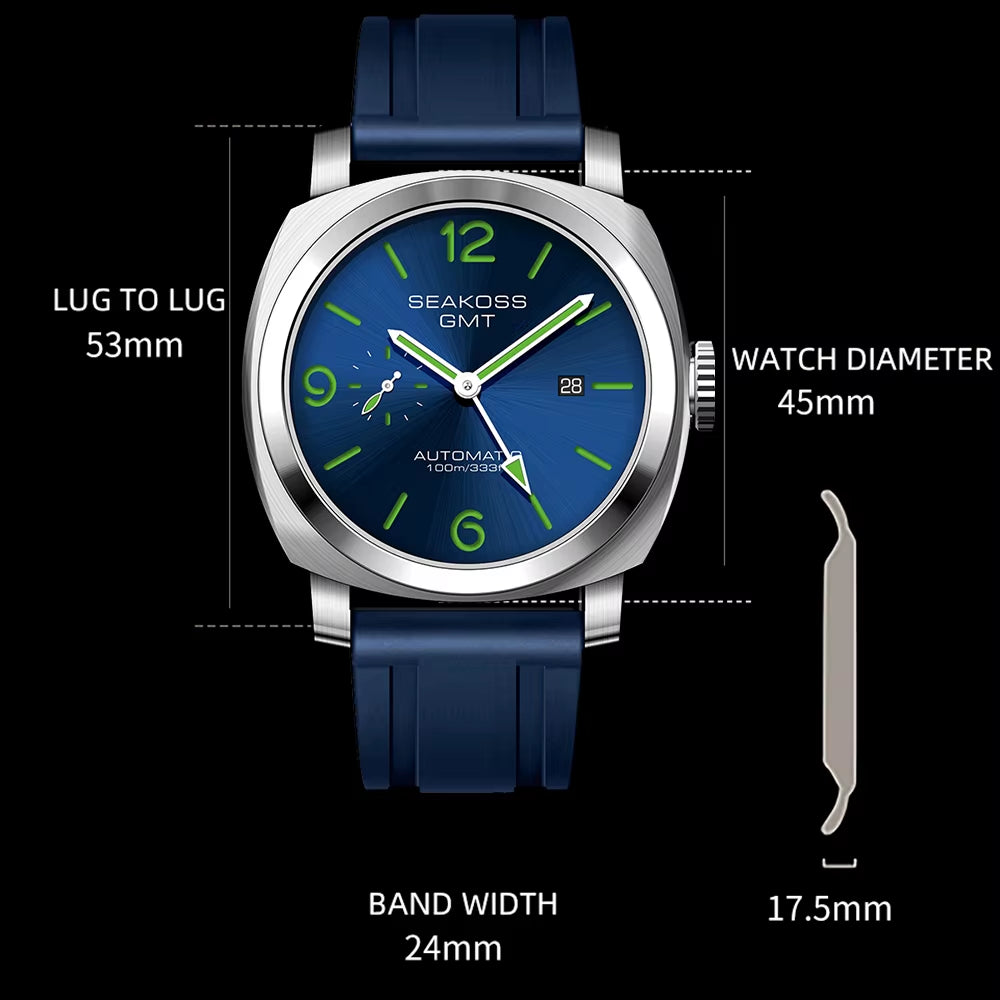 GMT Diving Automatic Mechanical Watches Men 1963 ST2557 Seagull Movement 316L Super Luminous Calendar 10Bar Wristwatches