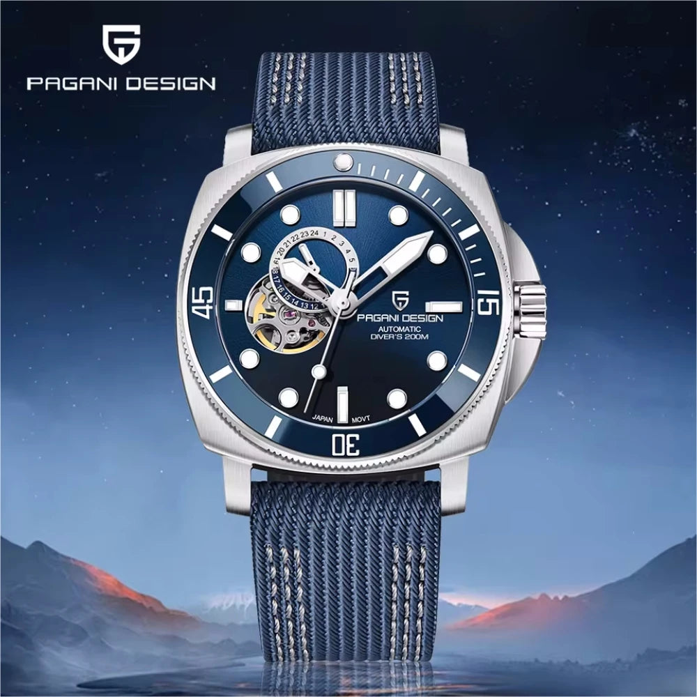 PAGANI DESIGN 2024 Original 43MM Men'S Automatic Mechanical Watch NH39 200M Waterproof AR Sapphire Mirror Watches for Men 