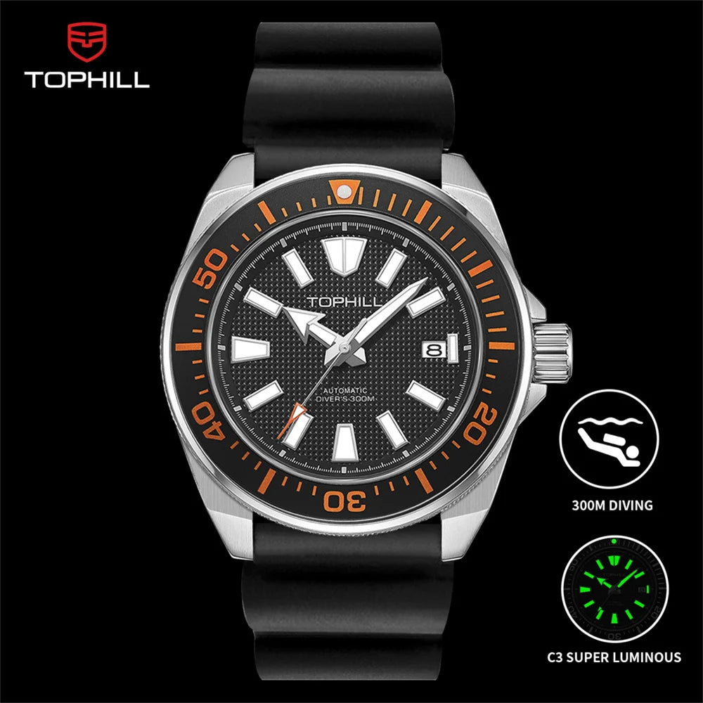 TOPHILL Sports Diving Watch 300M Waterproof Super Luminous 43.5Mm Big Dial Automatic Mechanical Men'S Wristwatch Sapphire Mirror