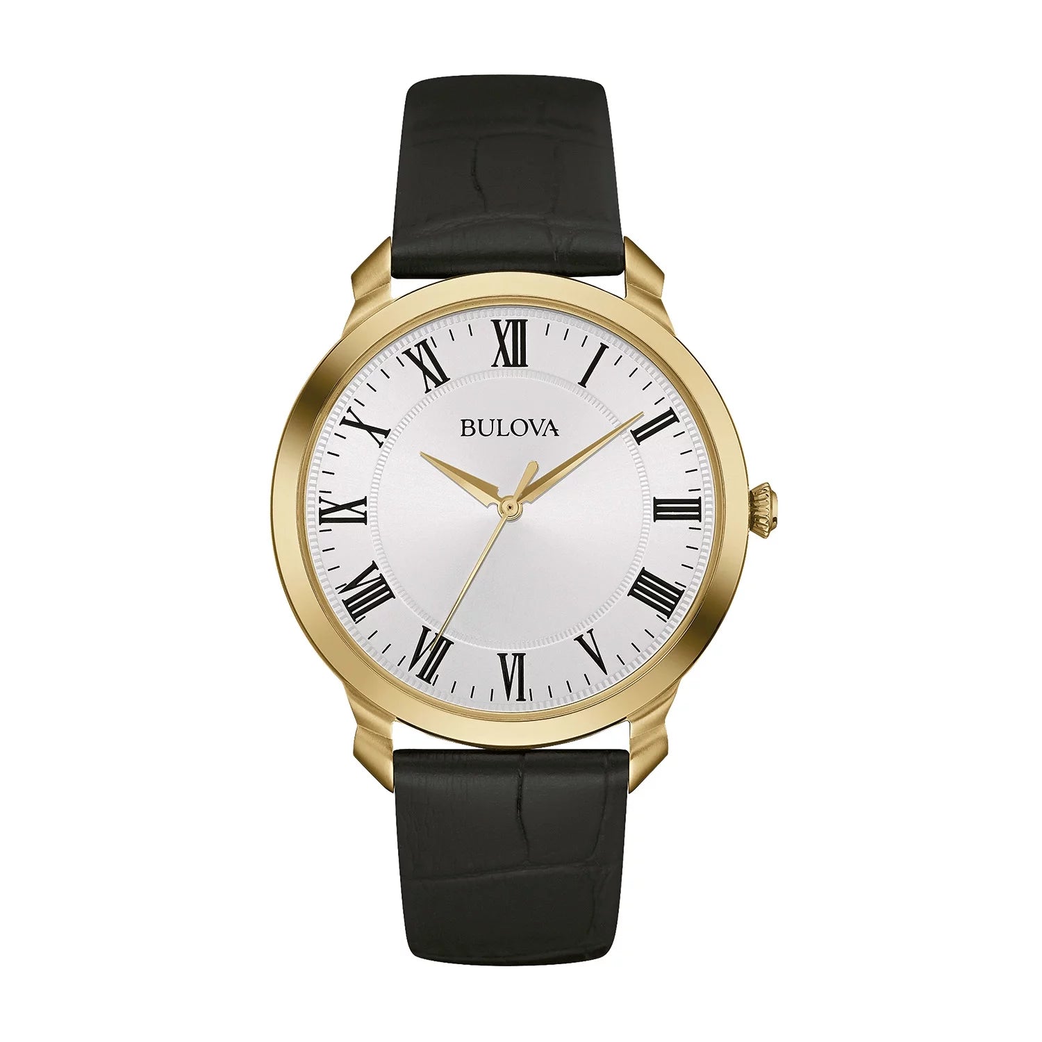 Men'S Gold Finish Watch with Leather Strap 97A123