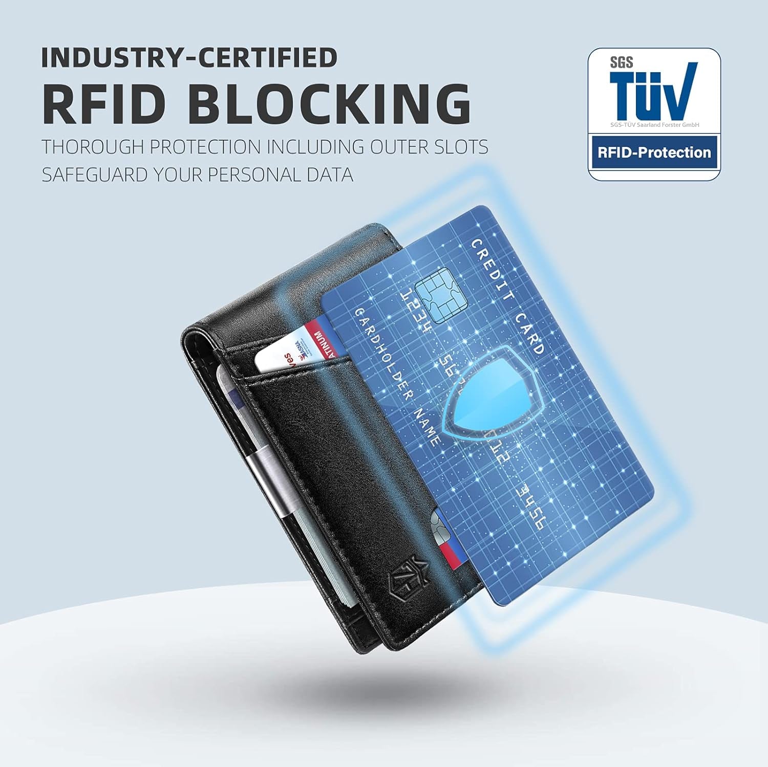 Zitahli Sport Fan Wallets for Men,Mens Bifold Wallet 10-12 Cards, Slim Leather Wallet with Money Clip & ID Window, RFID Blocking Thin Minimalist Credit Card Holder Gifts for Men