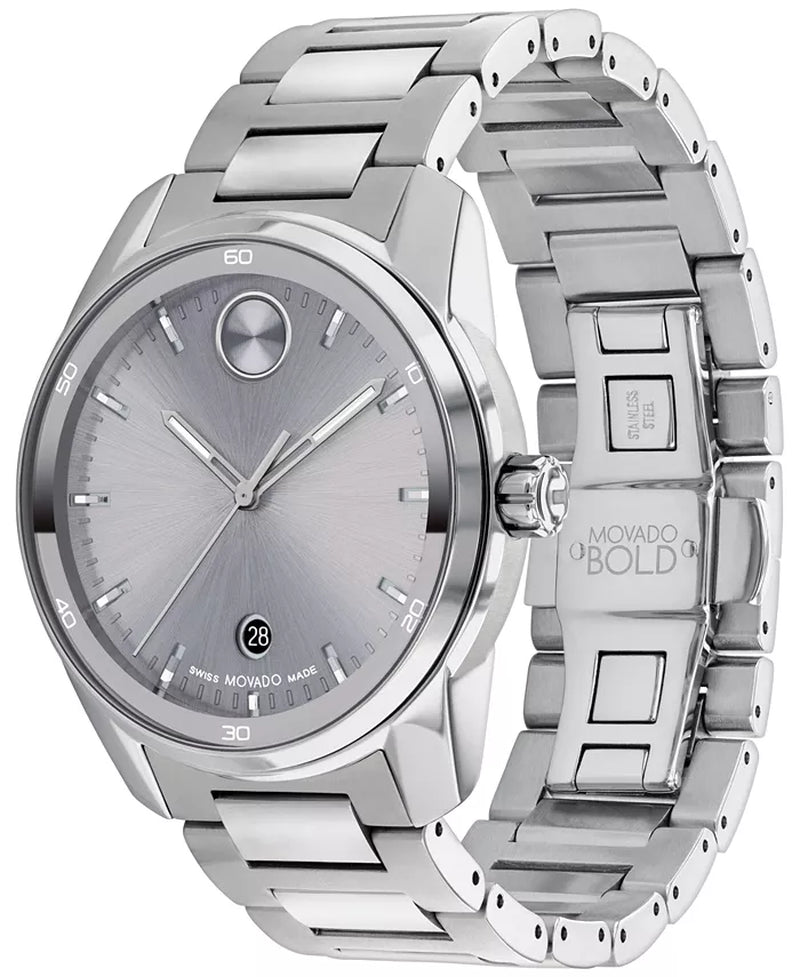Men'S Swiss Bold Verso Stainless Steel Bracelet Watch 42Mm
