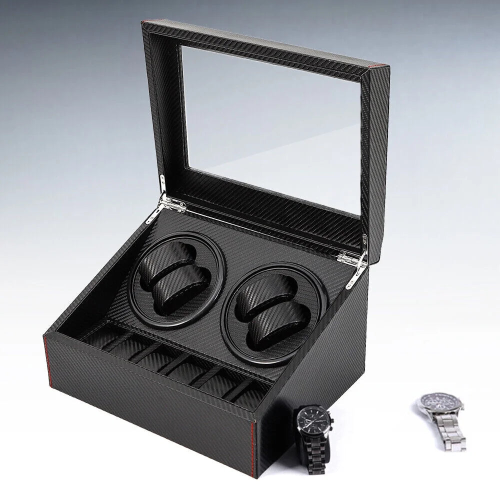 4+6 Watch Winders Automatic Rotation Display Boxes Storage Case Organizer USA