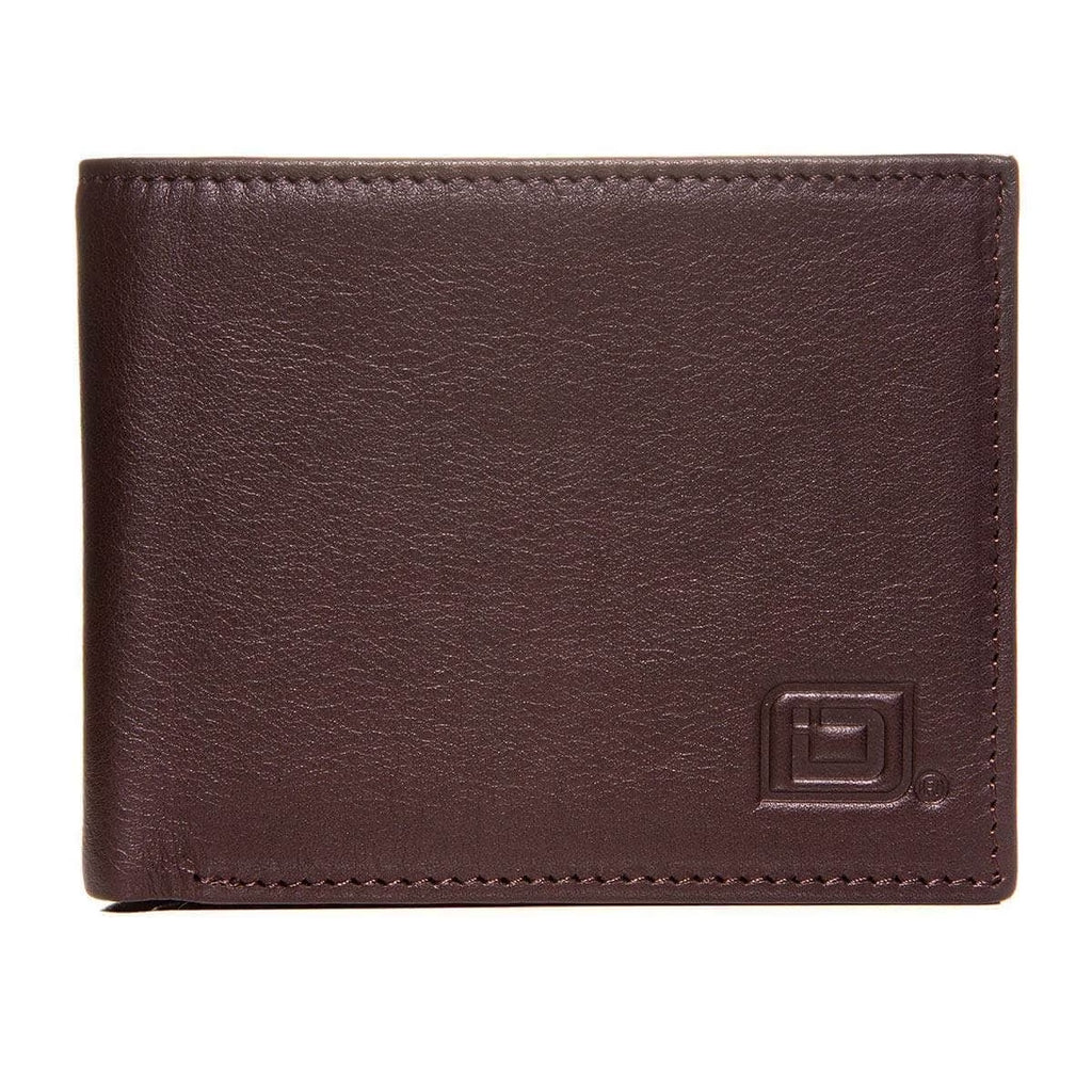 – Men’S RFID Leather Wallet - Bifold with ID Window (Brown)