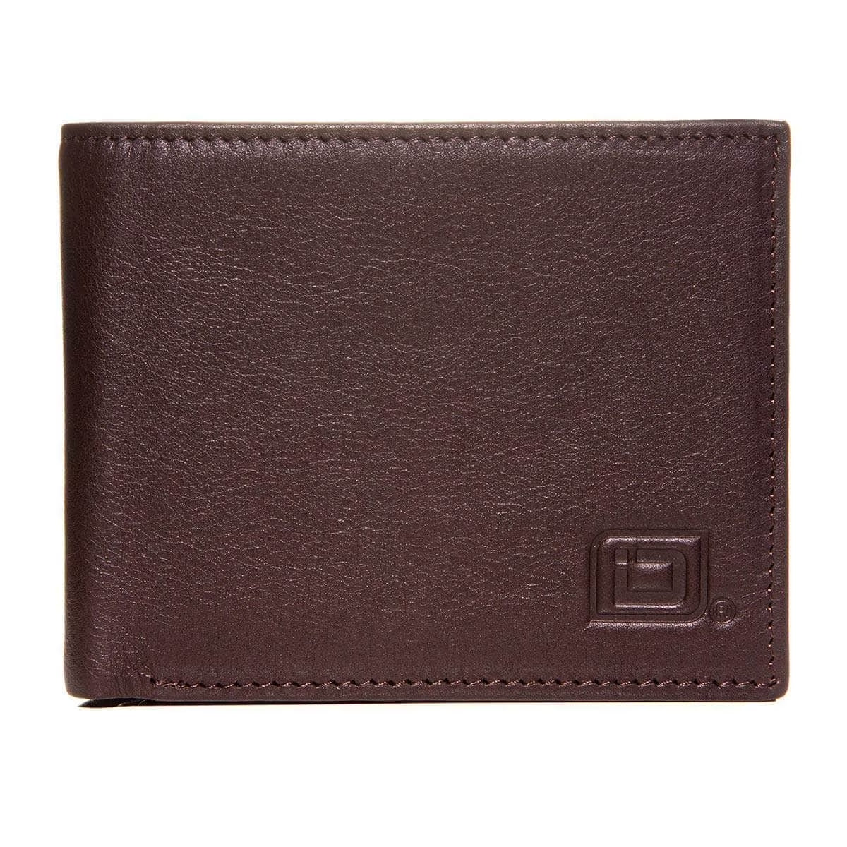 – Men’S RFID Leather Wallet - Bifold with ID Window (Brown)