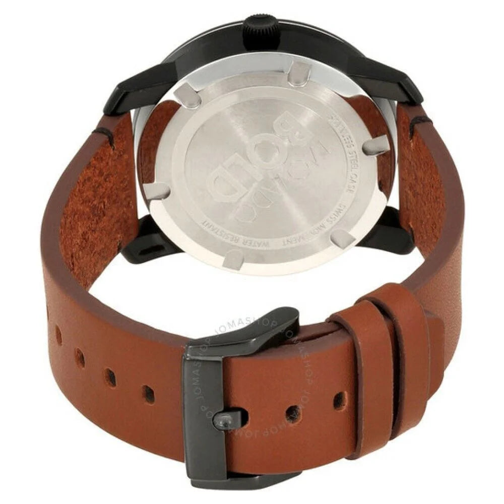 by  Men'S Leather Strap Wristwatch Gift Set, Black/Brown/Blue