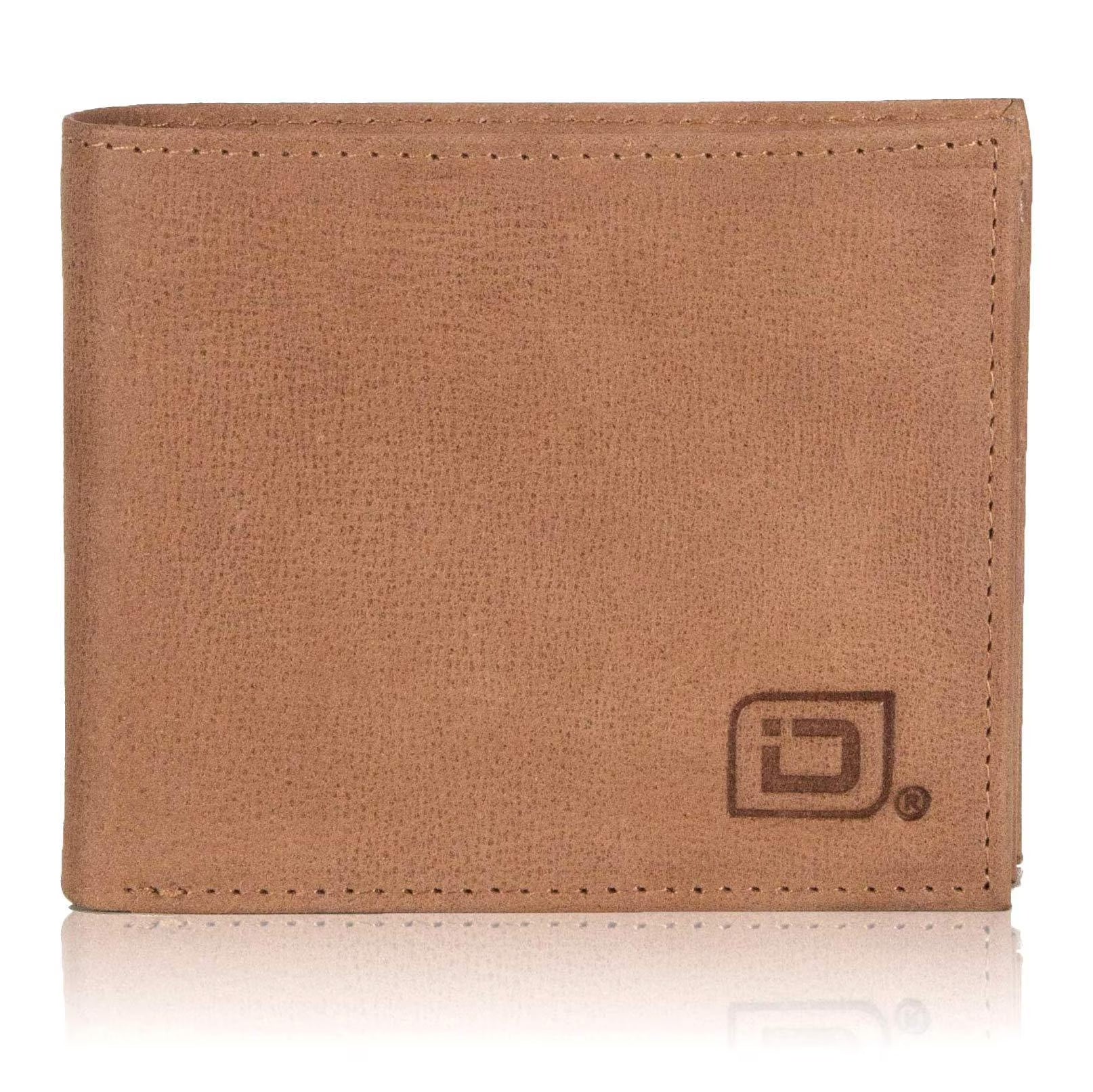 – Men’S RFID Leather Wallet - Bifold with ID Window (Brown)