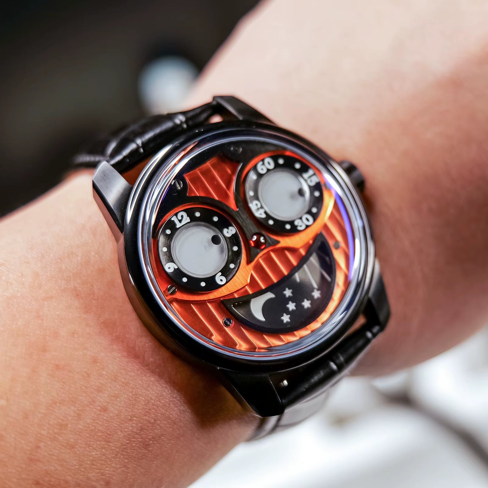 OBLVLO Creative Men'S Jorker Automatic Watch Designer Big Joker Dial Mechanical Selfwinding Wrist Watches Fashion Leather Waterp