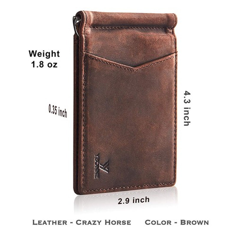Mens Slim Wallet with Money Clip Front Pocket RFID Blocking Thin Bifold Leather