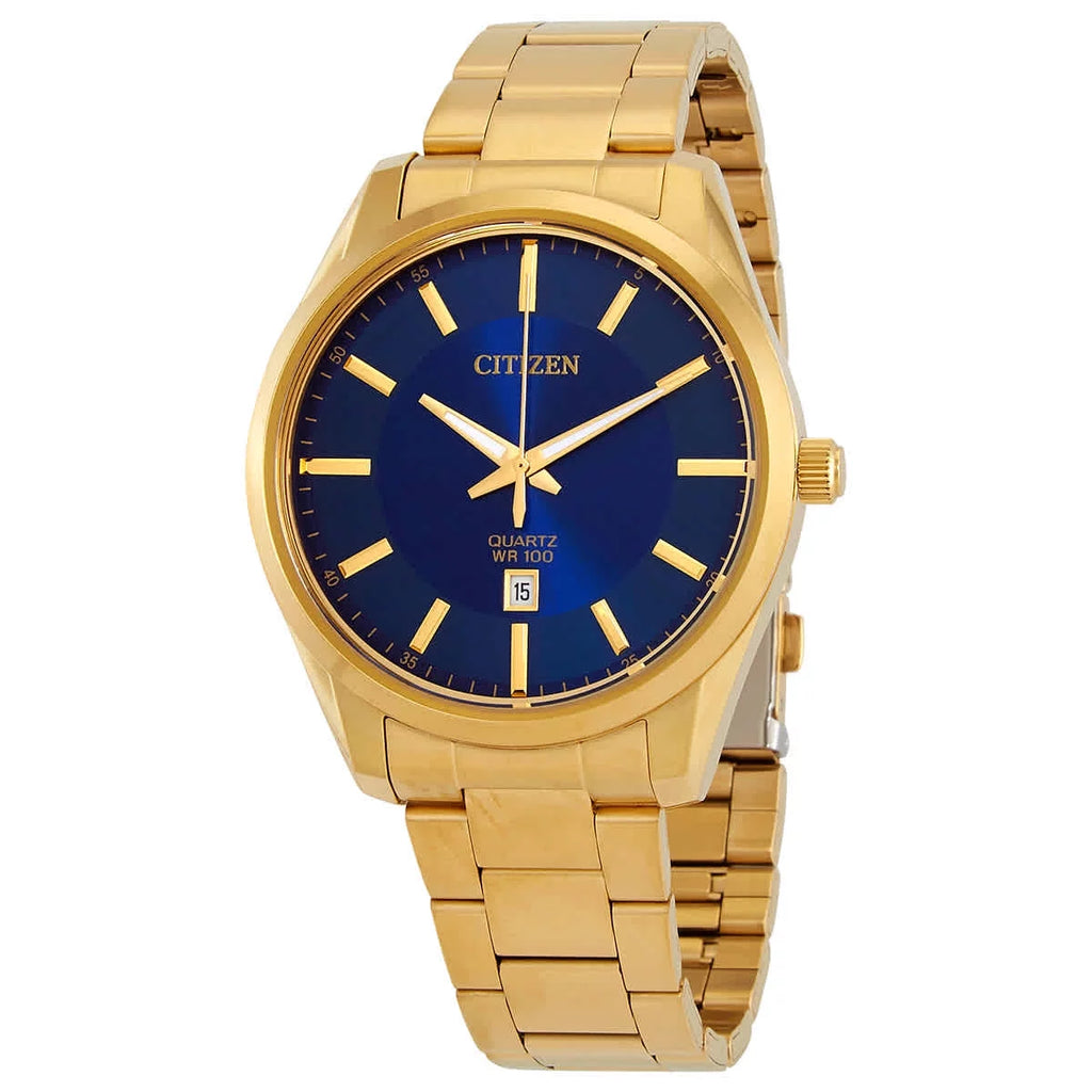 Quartz Blue Dial Gold-Tone Men'S Watch BI1032-58L