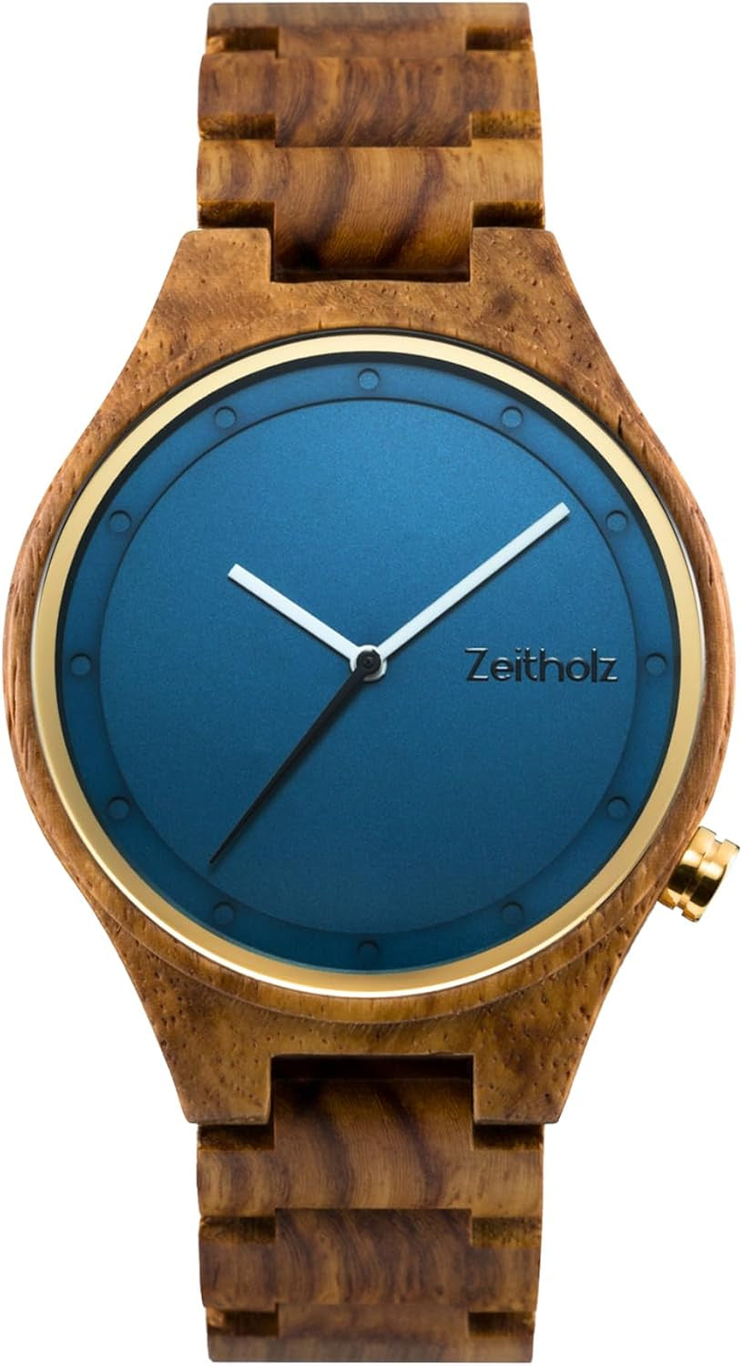 Zeitholz Wood Watches for Men, Wooden Watch, Gifts, Big Face, Analog Watch, Stolpen Collection 42Mm, 100% Natural Wood with Japanese Quartz Movement.