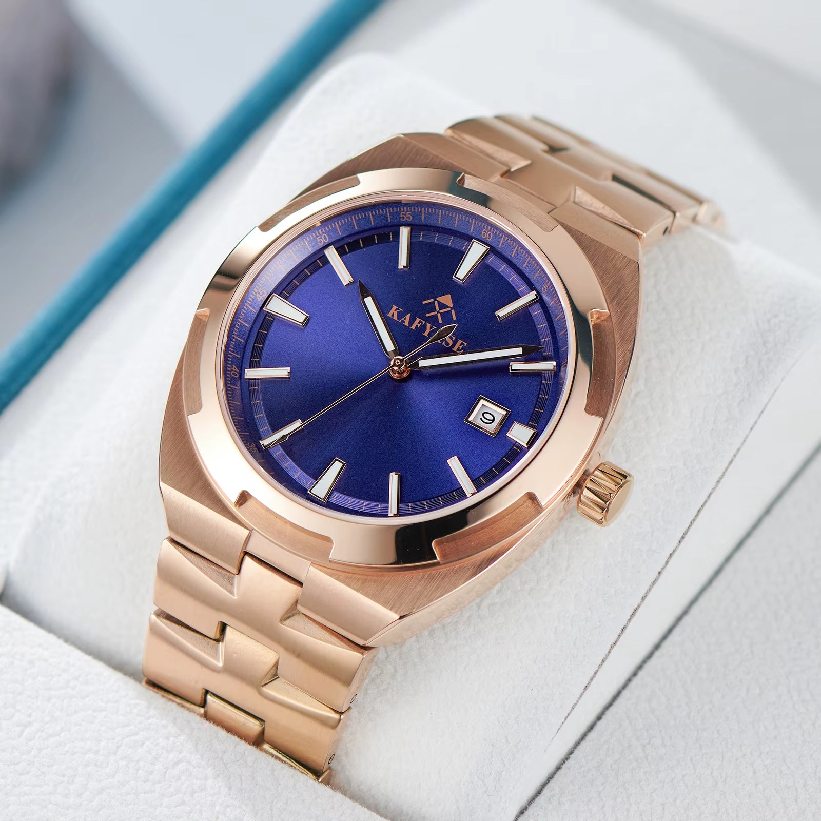 Kafyase Luxury Mens 316L Stainless Steel Mechanical Automatic Watch Sapphire Glass Luminous Waterproof Wristwatch