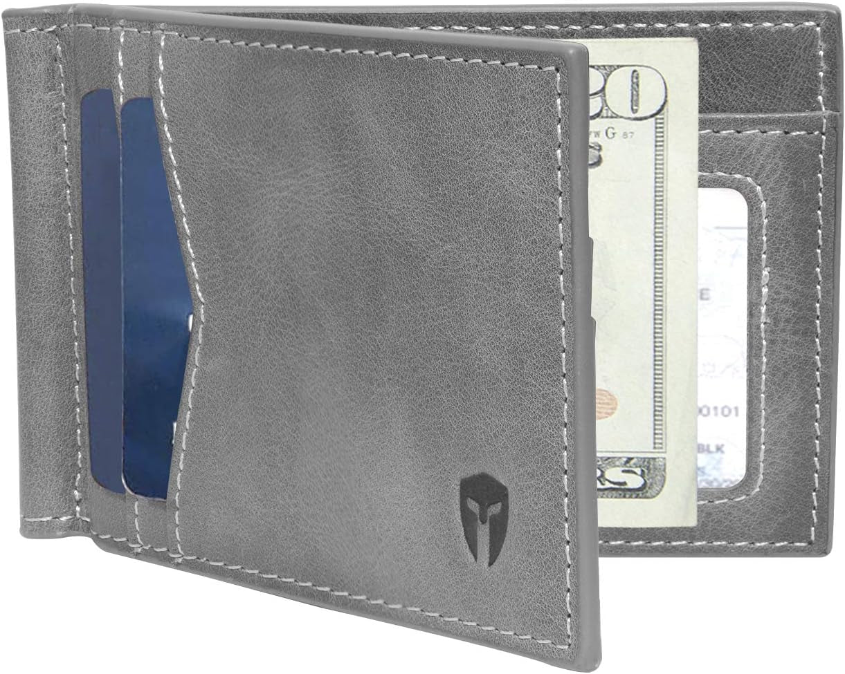 Bryker Hyde RFID Blocking Slim Minimalist ID inside Front Pocket Wallet, Money Clip, 9 Slots, Leather (Charcoal Black W/Pull Out Card Slot)