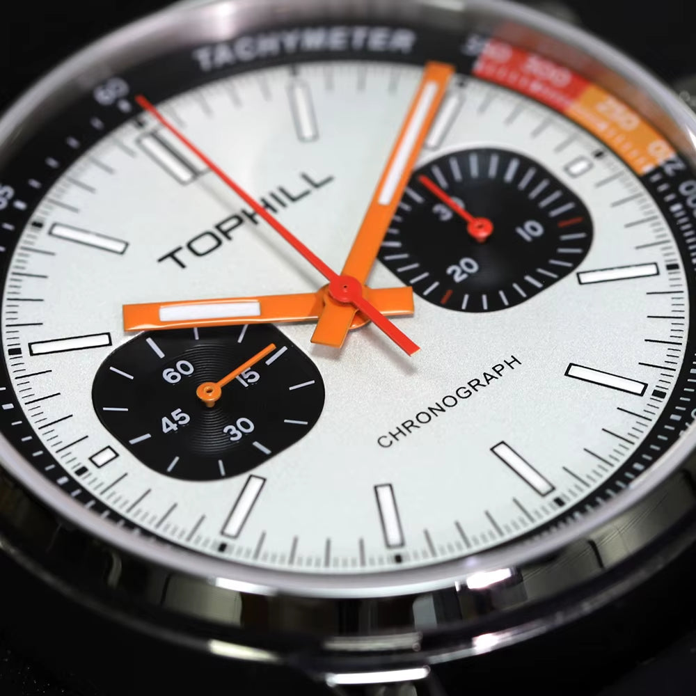 TOPHILL Panda Men'S 1963 Chronograph Mechanical Wristwatch Seagull ST1901 Movement 40Mm Luminous Sapphire Pilot Watch Waterproof