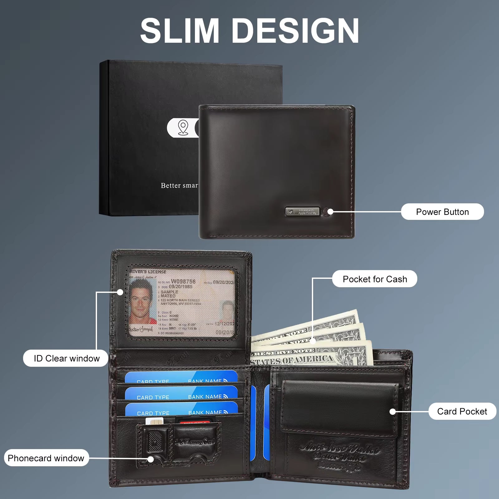 Smart Wallet for Men with Tracker Magsafe Find My Wallet Finder Tracker Men Wallets Christmas Gift Men Birthday Gift Cartera