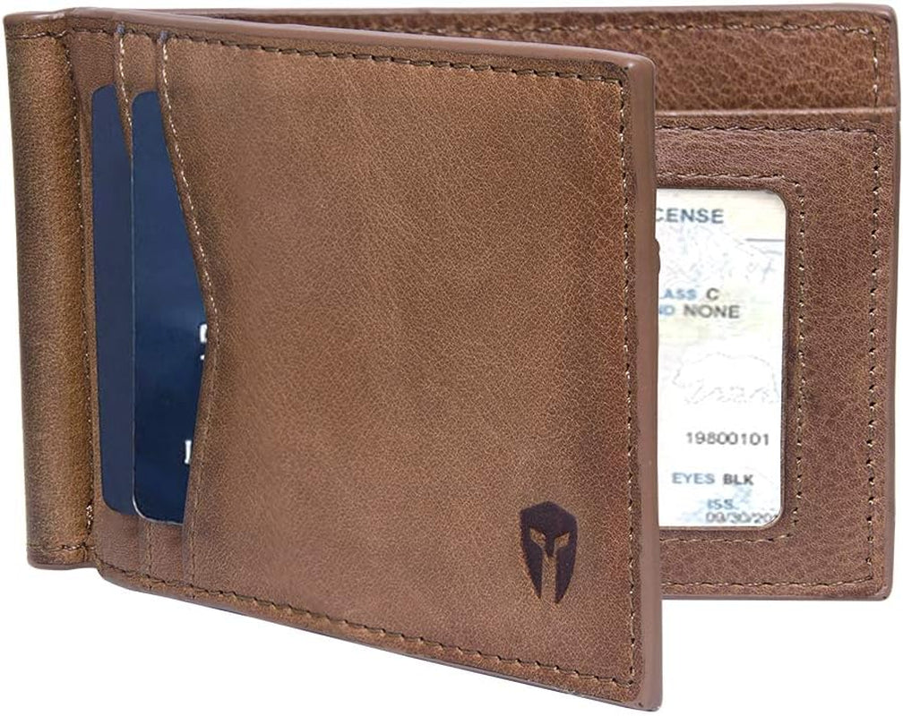 Bryker Hyde RFID Blocking Slim Minimalist ID inside Front Pocket Wallet, Money Clip, 9 Slots, Leather (Charcoal Black W/Pull Out Card Slot)