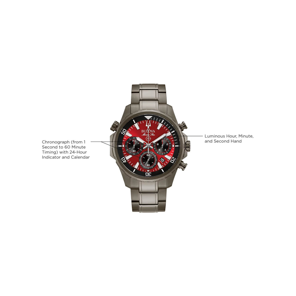 Marine Star Chronograph Quartz Red Dial Men'S Watch 98B350