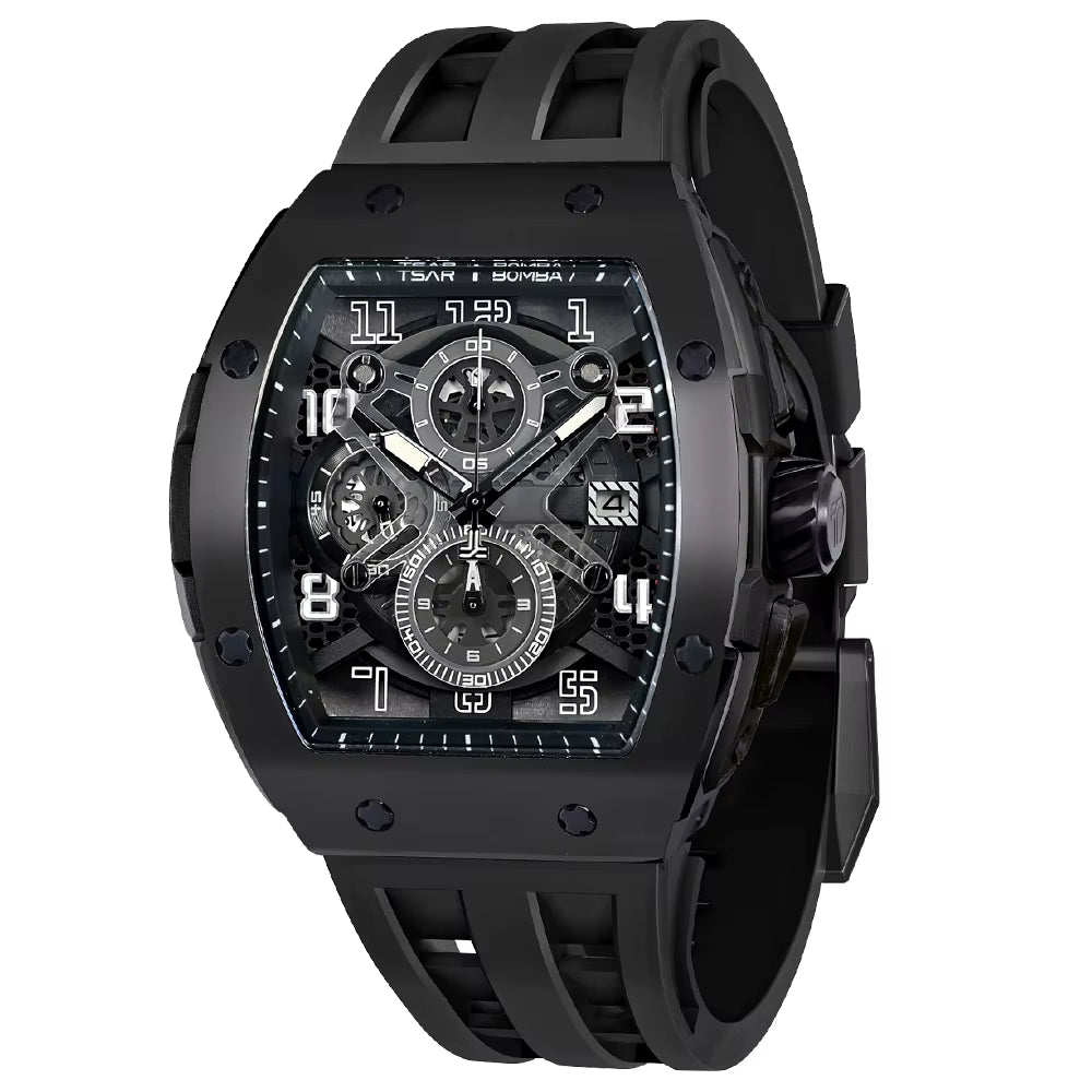 TSAR BOMBA Watch for Men Luxury Quartz Tonneau Wristwatch Sapphire Chronograph Waterproof Clock Valentine'S Day Gift 2023 New