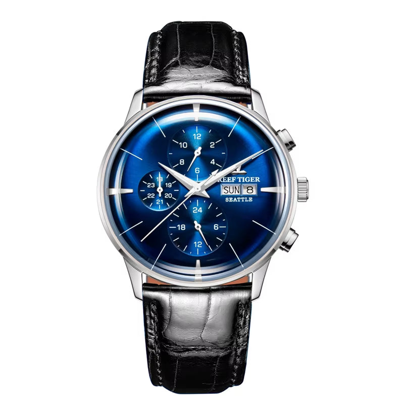 Reef Tiger/Rt Top Luxury Fashion Watch Mens All Blue Multi Function Mechanical Wristwatch Relogio Masculino RGA1699