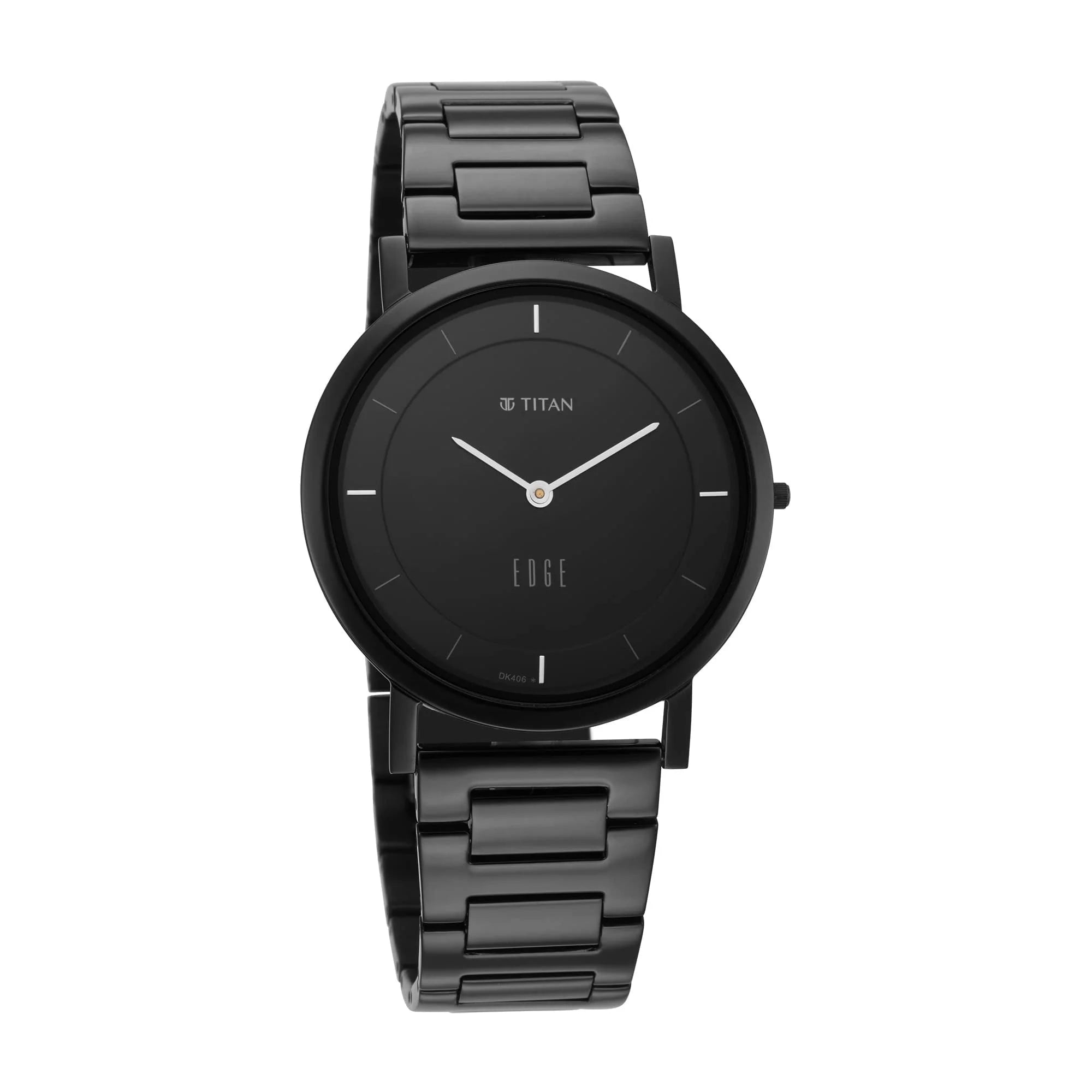 Edge Men'S Ultra Slim Analog Watch – Black Dial, Black Stainless Steel Strap, 1595NM01