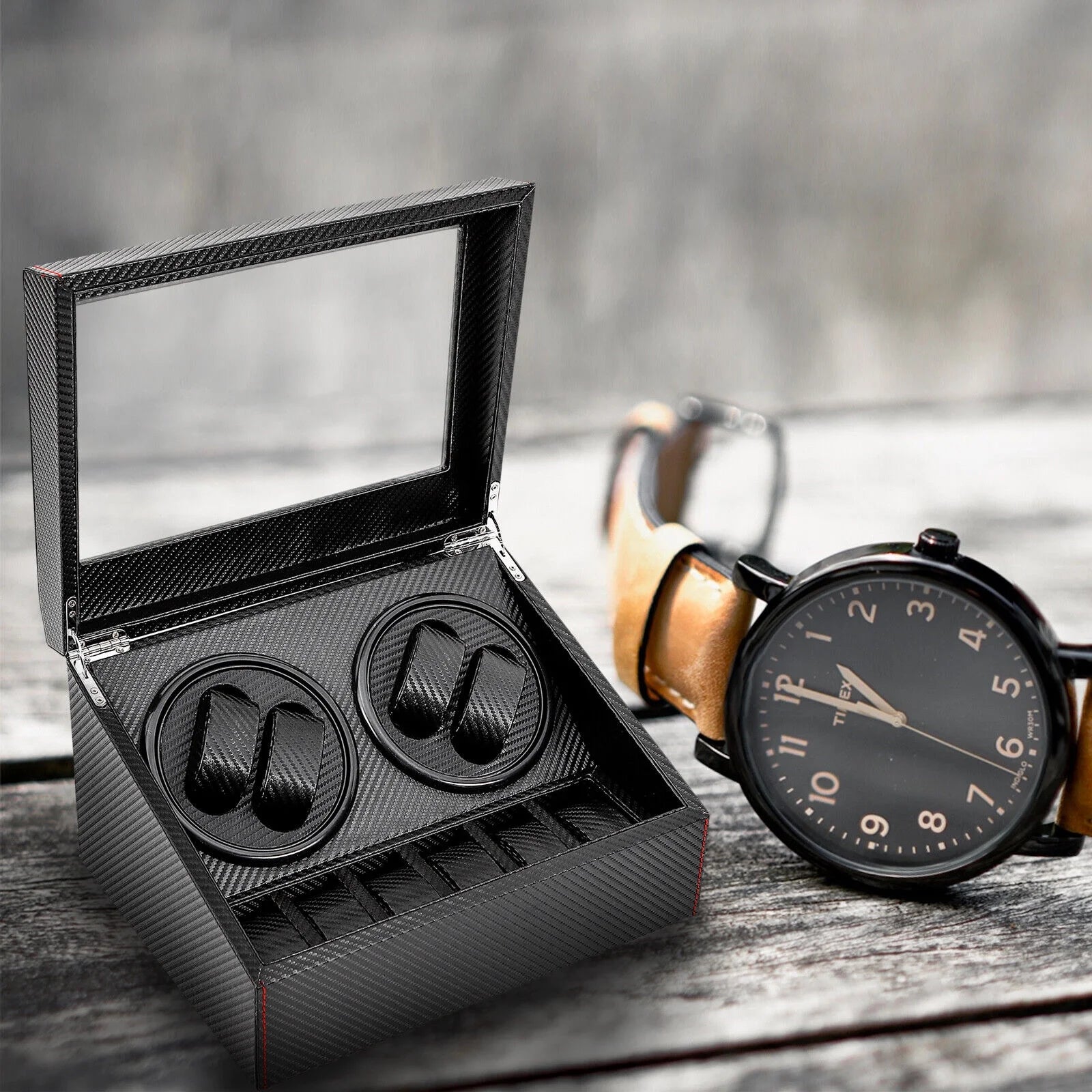 4+6 Watch Winders Automatic Rotation Display Boxes Storage Case Organizer USA