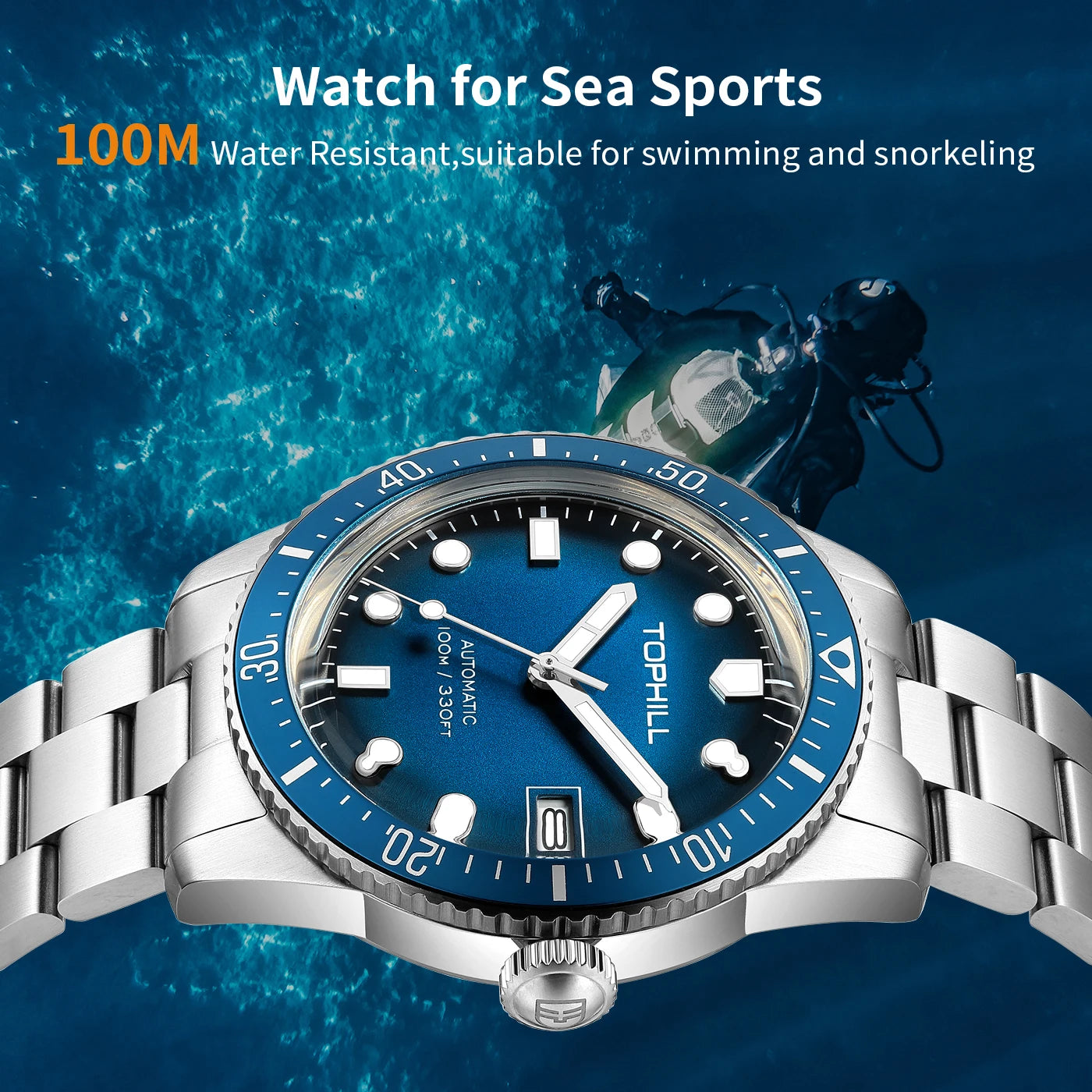 TOPHILL Watches Business Automatic Movement NH35 Mechanical Watches 10Bar Waterproof