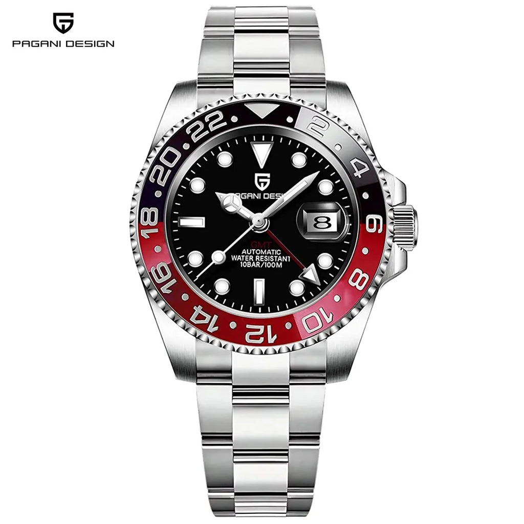 Men'S Automatic GMT Watches 40Mm Casual Stainless Steel Waterproof Mechanical Wrist Watch for Men PD1662