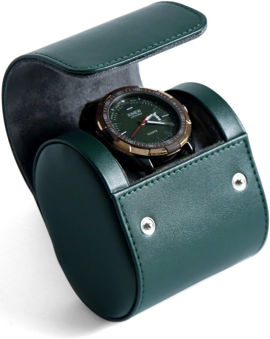 Watch Box Organizer for Mens Watch Case Travel Roll Portable 3 Watch Display Storage with Velvet Sections to Holder Large Watch (Black)