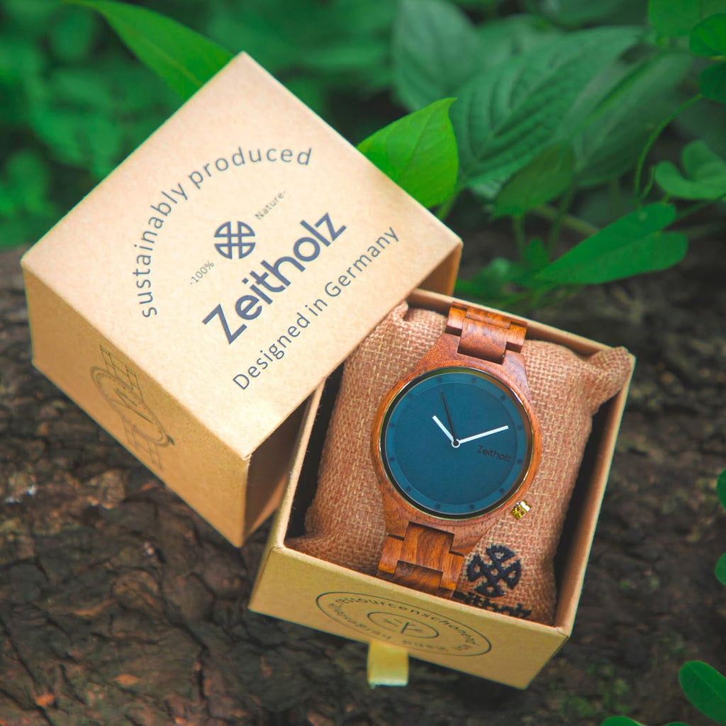 Zeitholz Wood Watches for Men, Wooden Watch, Gifts, Big Face, Analog Watch, Stolpen Collection 42Mm, 100% Natural Wood with Japanese Quartz Movement.