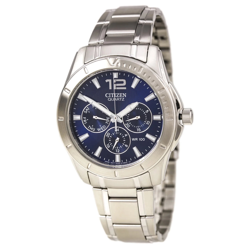 Quartz Blue Dial Stainless Steel Men'S Watch AG8300-52L