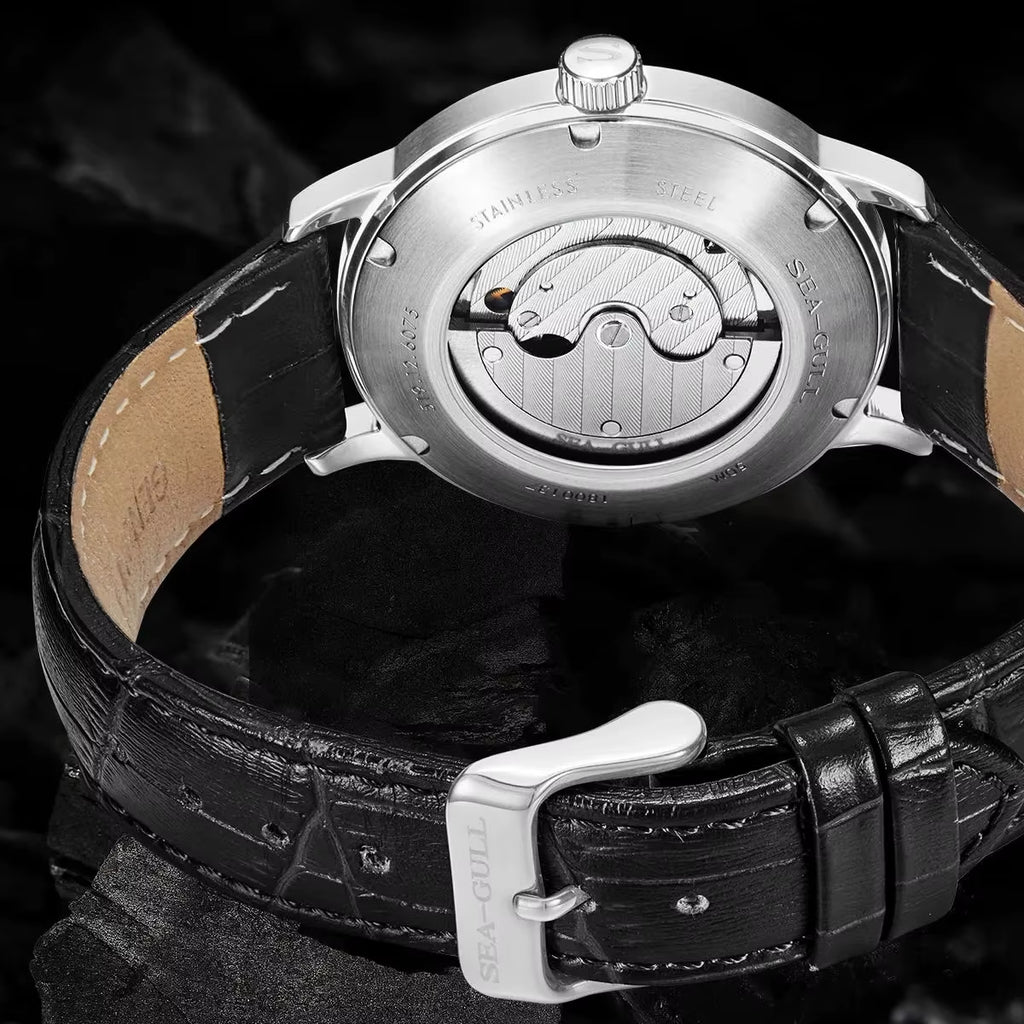 Seagull New Business Watch Men'S Mechanical Wristwatches 50M Waterproof Leather Valentine Male Watches Relogio Masculino 6075