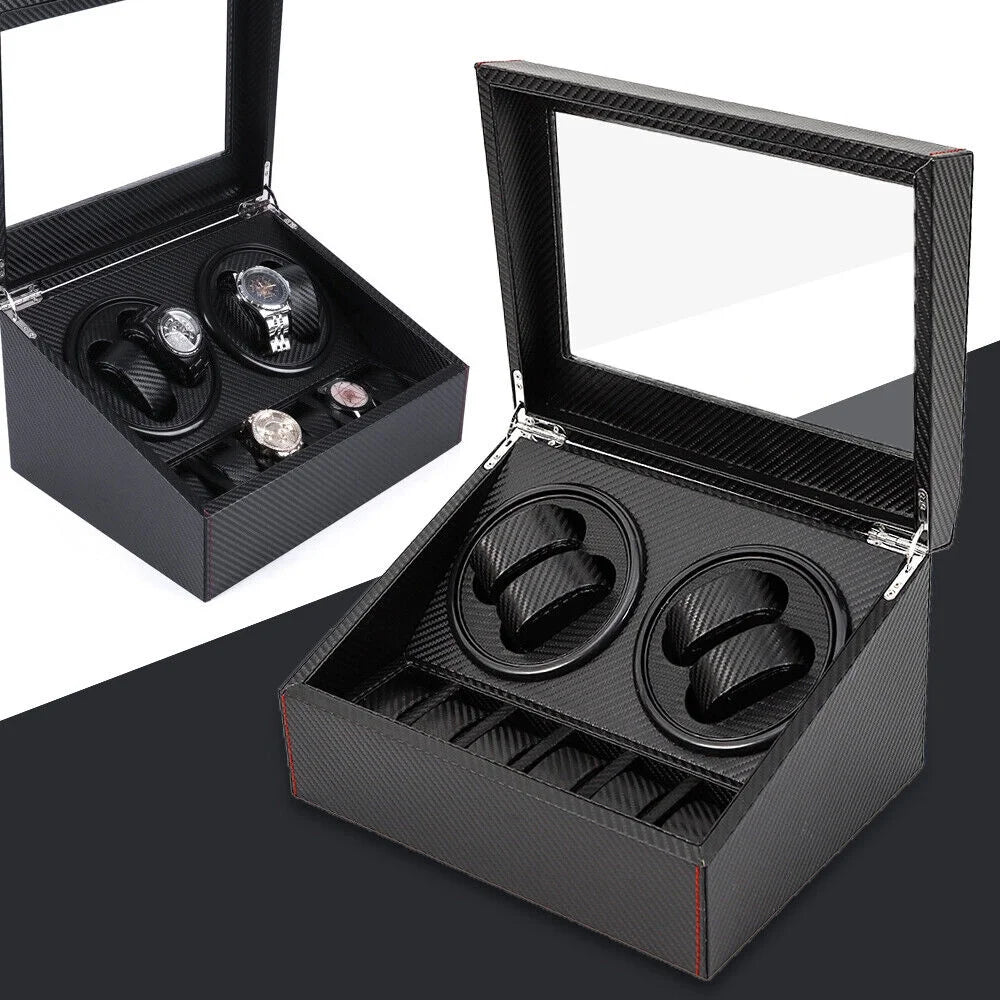 4+6 Watch Winders Automatic Rotation Display Boxes Storage Case Organizer USA