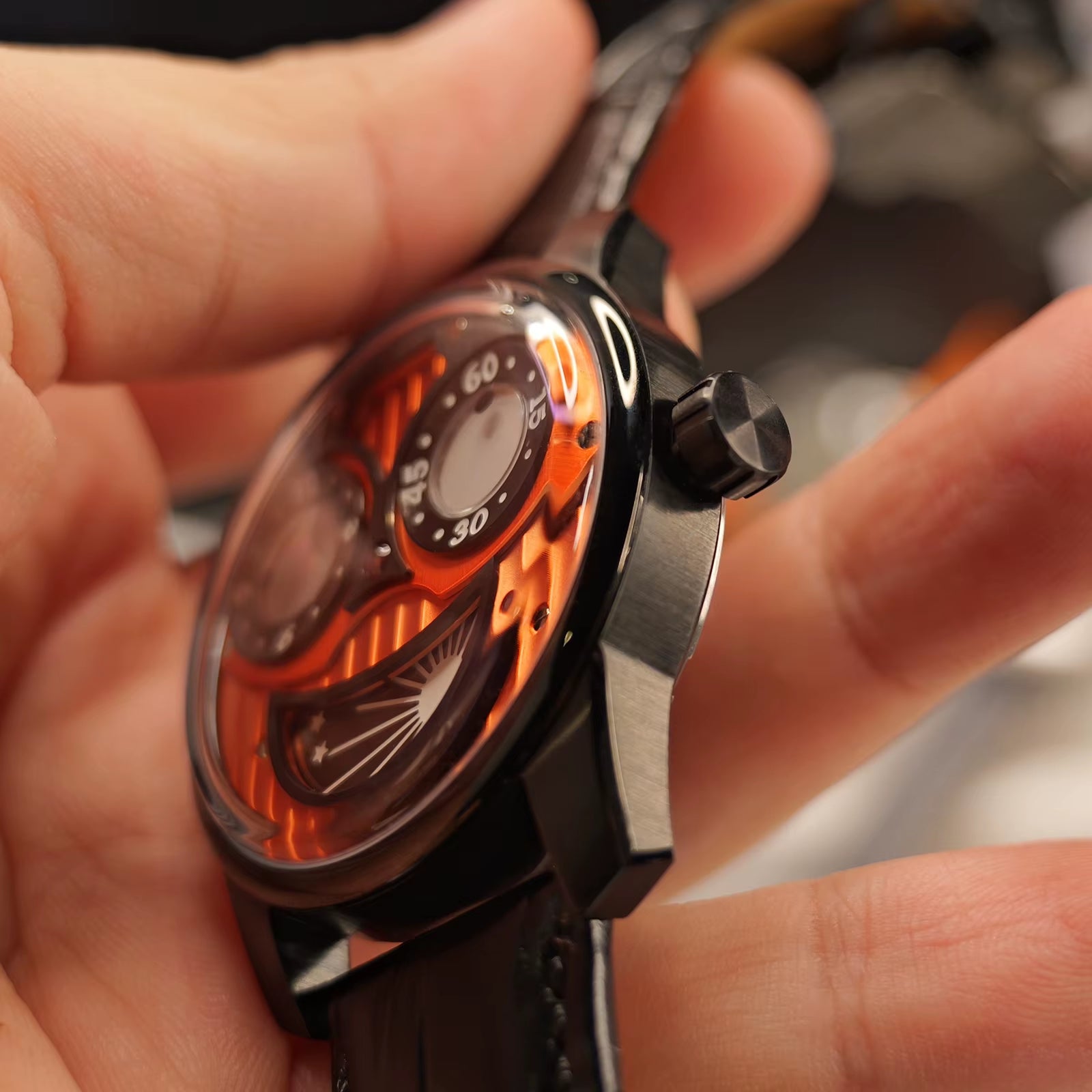 OBLVLO Creative Men'S Jorker Automatic Watch Designer Big Joker Dial Mechanical Selfwinding Wrist Watches Fashion Leather Waterp