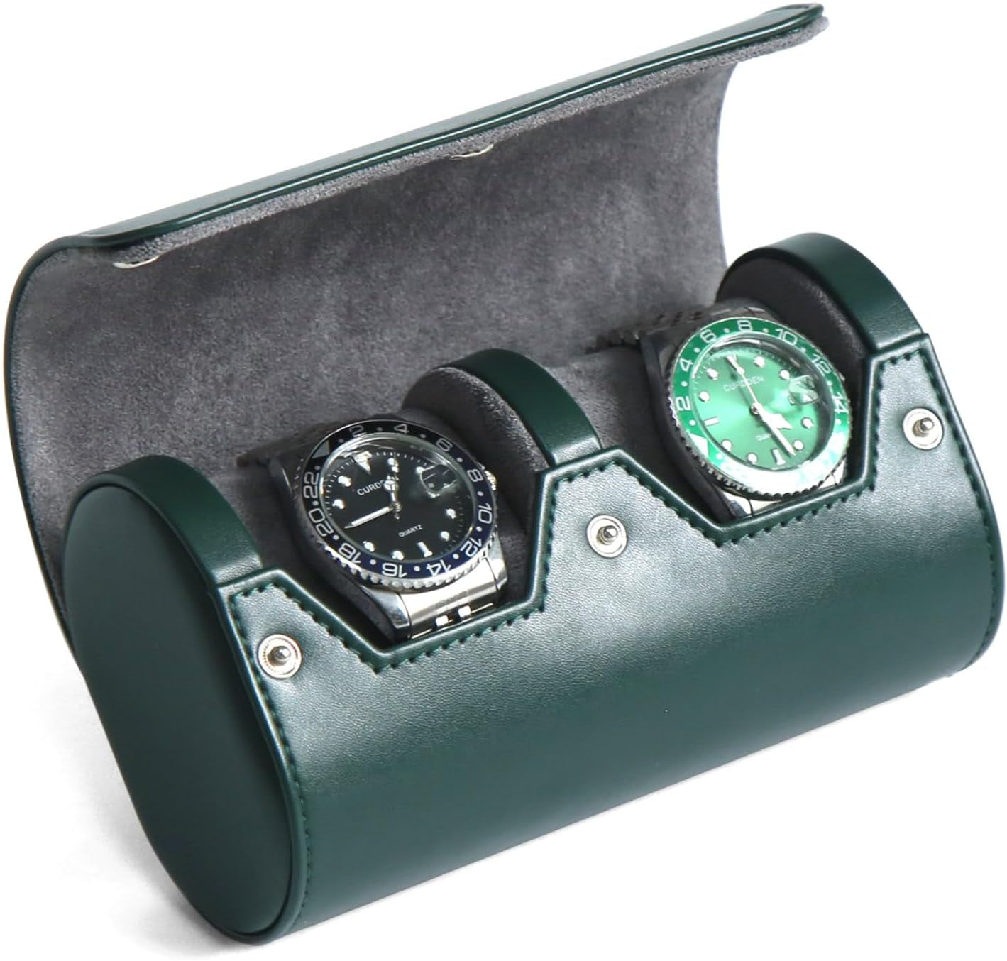 Watch Box Organizer for Mens Watch Case Travel Roll Portable 3 Watch Display Storage with Velvet Sections to Holder Large Watch (Black)