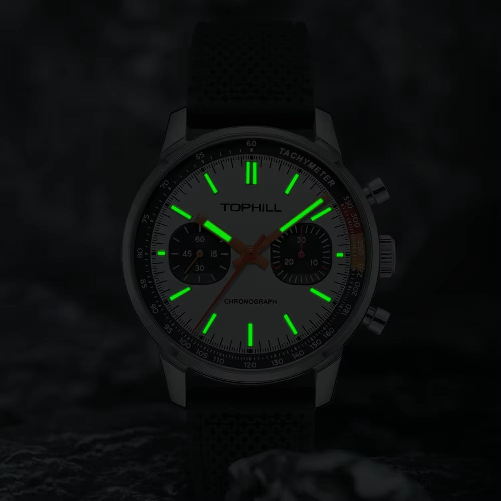 TOPHILL Panda Men'S 1963 Chronograph Mechanical Wristwatch Seagull ST1901 Movement 40Mm Luminous Sapphire Pilot Watch Waterproof