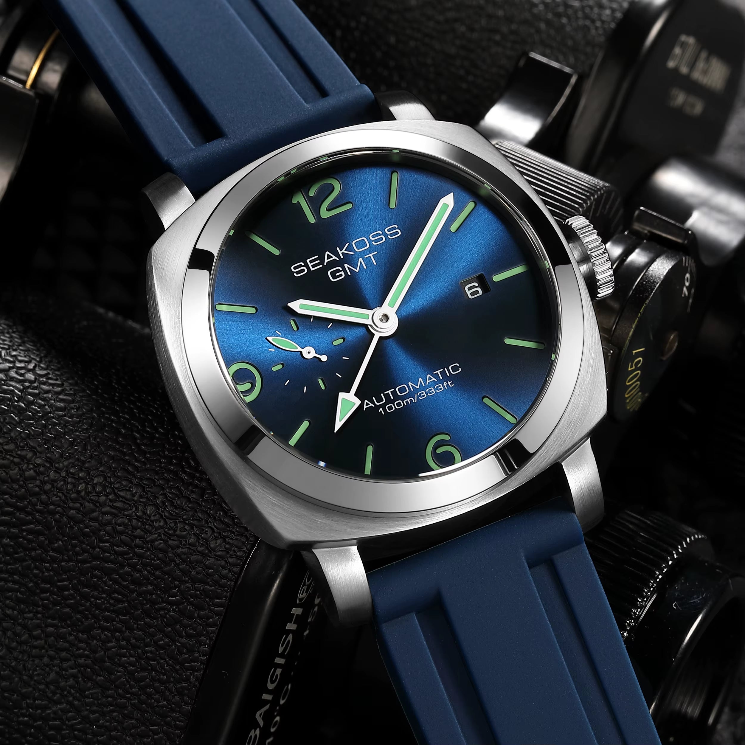 GMT Diving Automatic Mechanical Watches Men 1963 ST2557 Seagull Movement 316L Super Luminous Calendar 10Bar Wristwatches