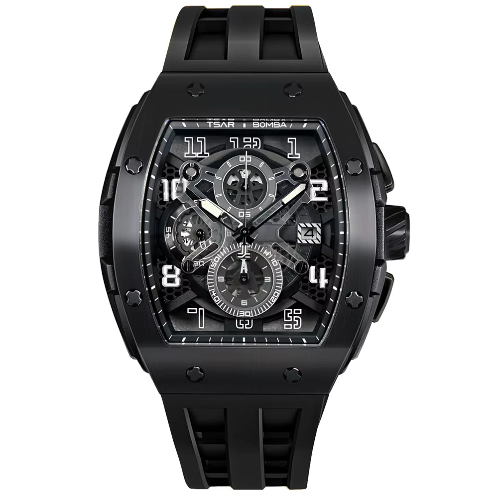 TSAR BOMBA Watch for Men Luxury Quartz Tonneau Wristwatch Sapphire Chronograph Waterproof Clock Valentine'S Day Gift 2023 New